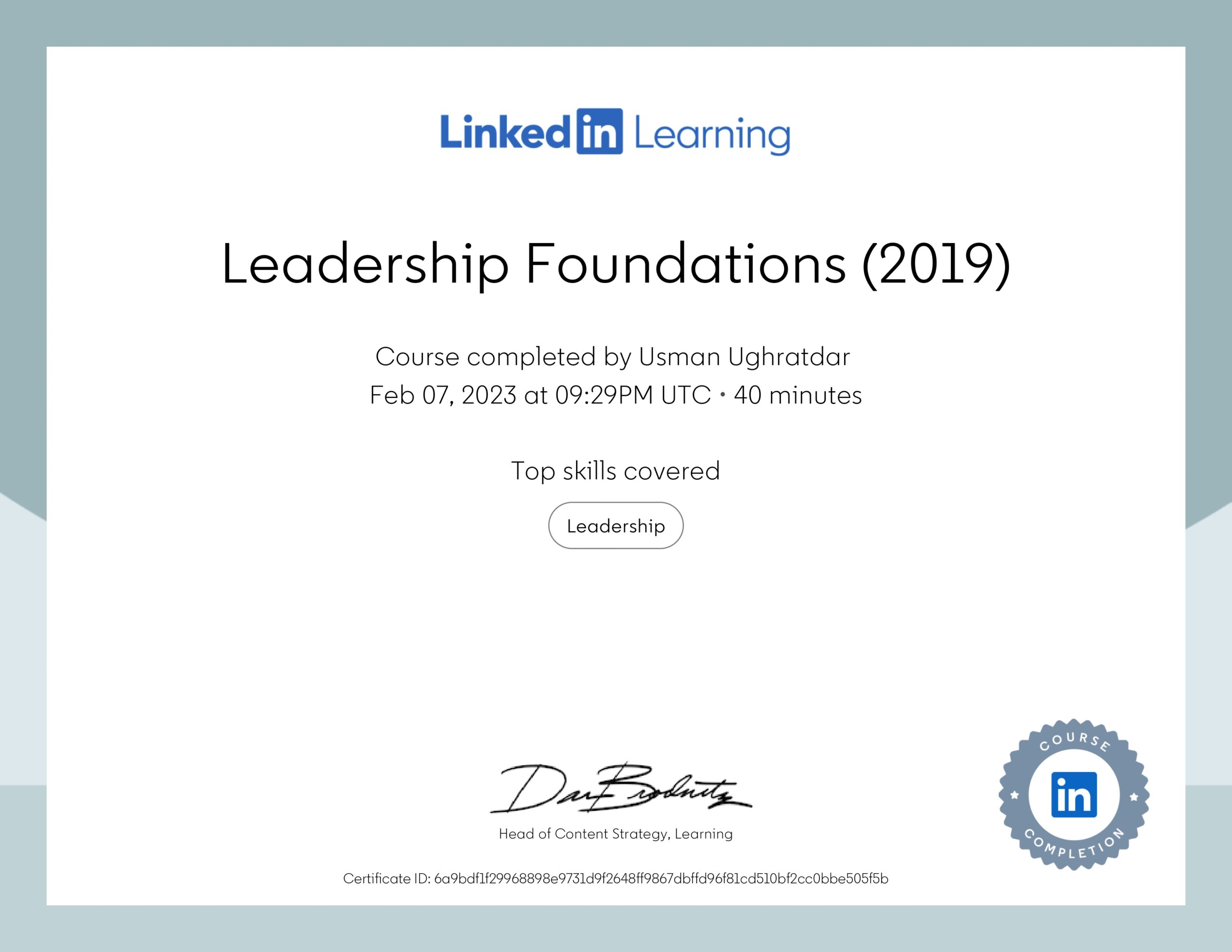 Leadership Foundations (2019)