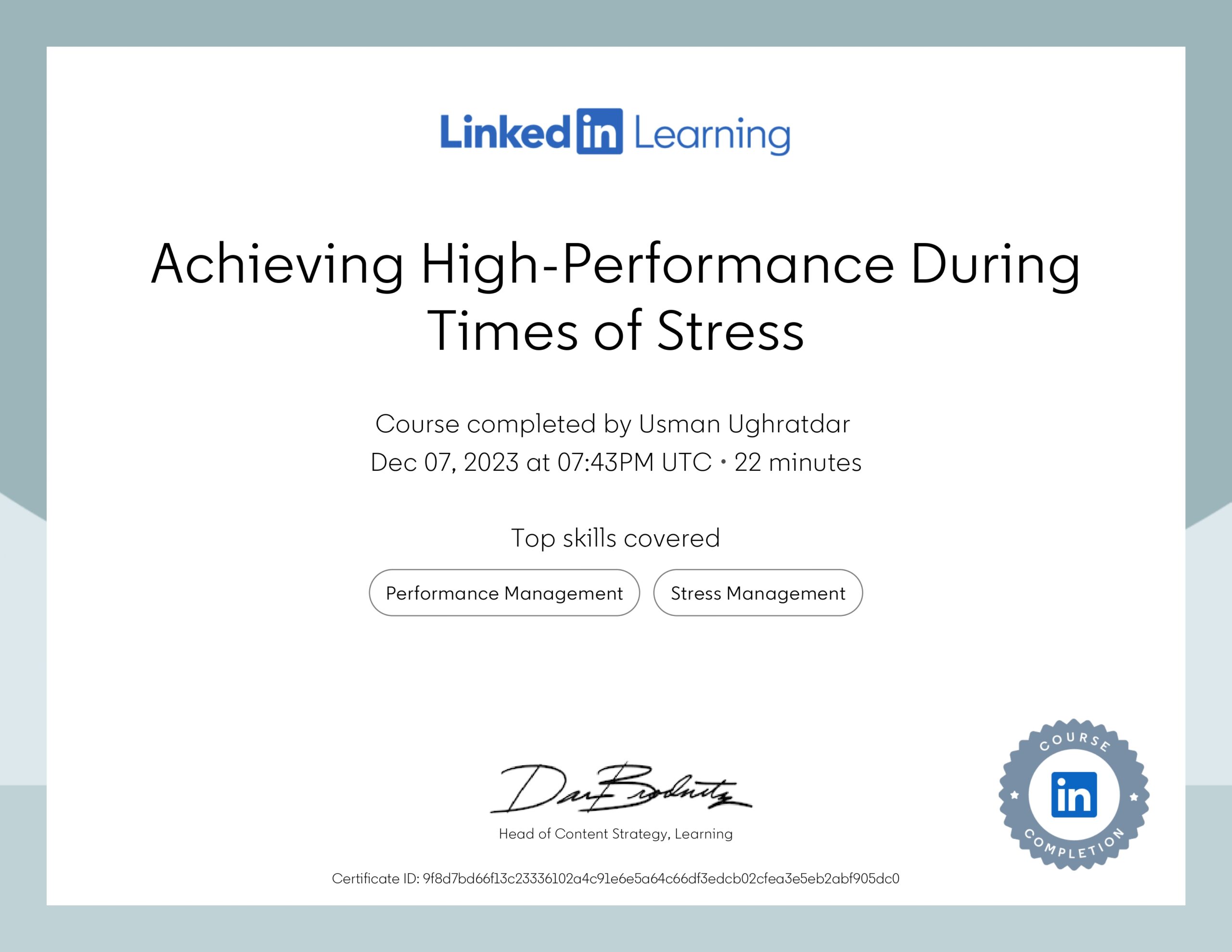 Achieving High-Performance During Times of Stress