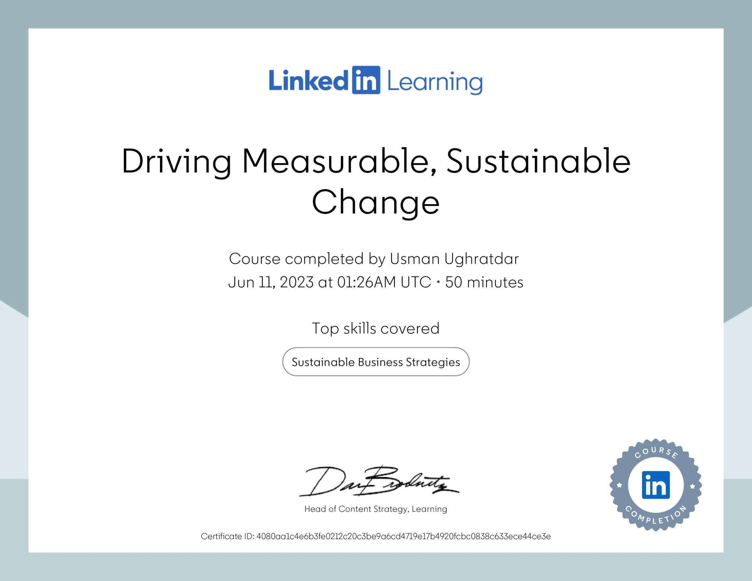 Driving Measurable Sustainable Change